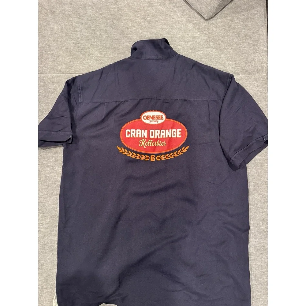 Genesee Beer Rare Cran Orange Kellerbier Button Up Bowling Shirt L
